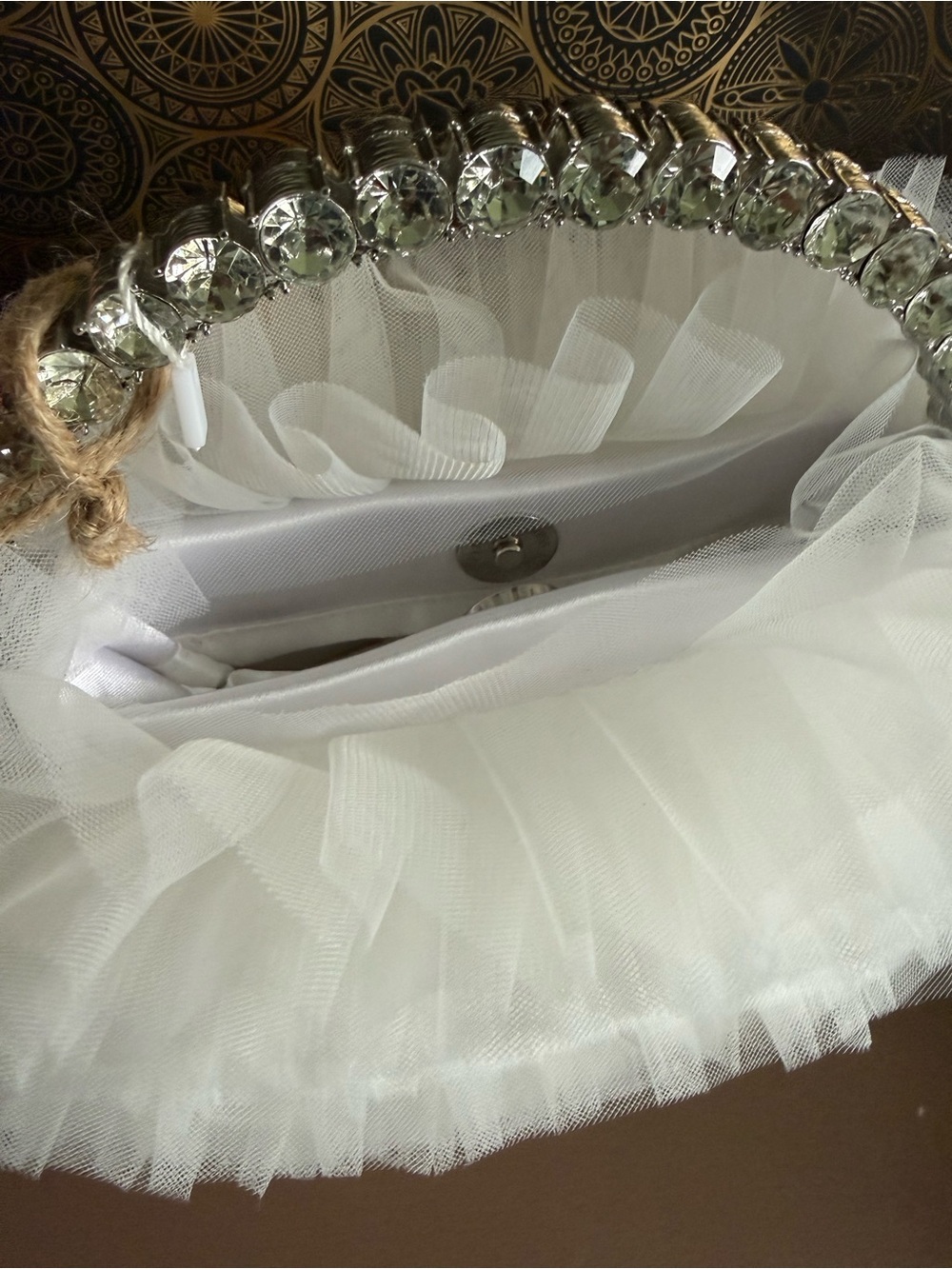 Jewel Badgley Mischka White Layered Tulle Ruffle Purse - Picture 3 of 4